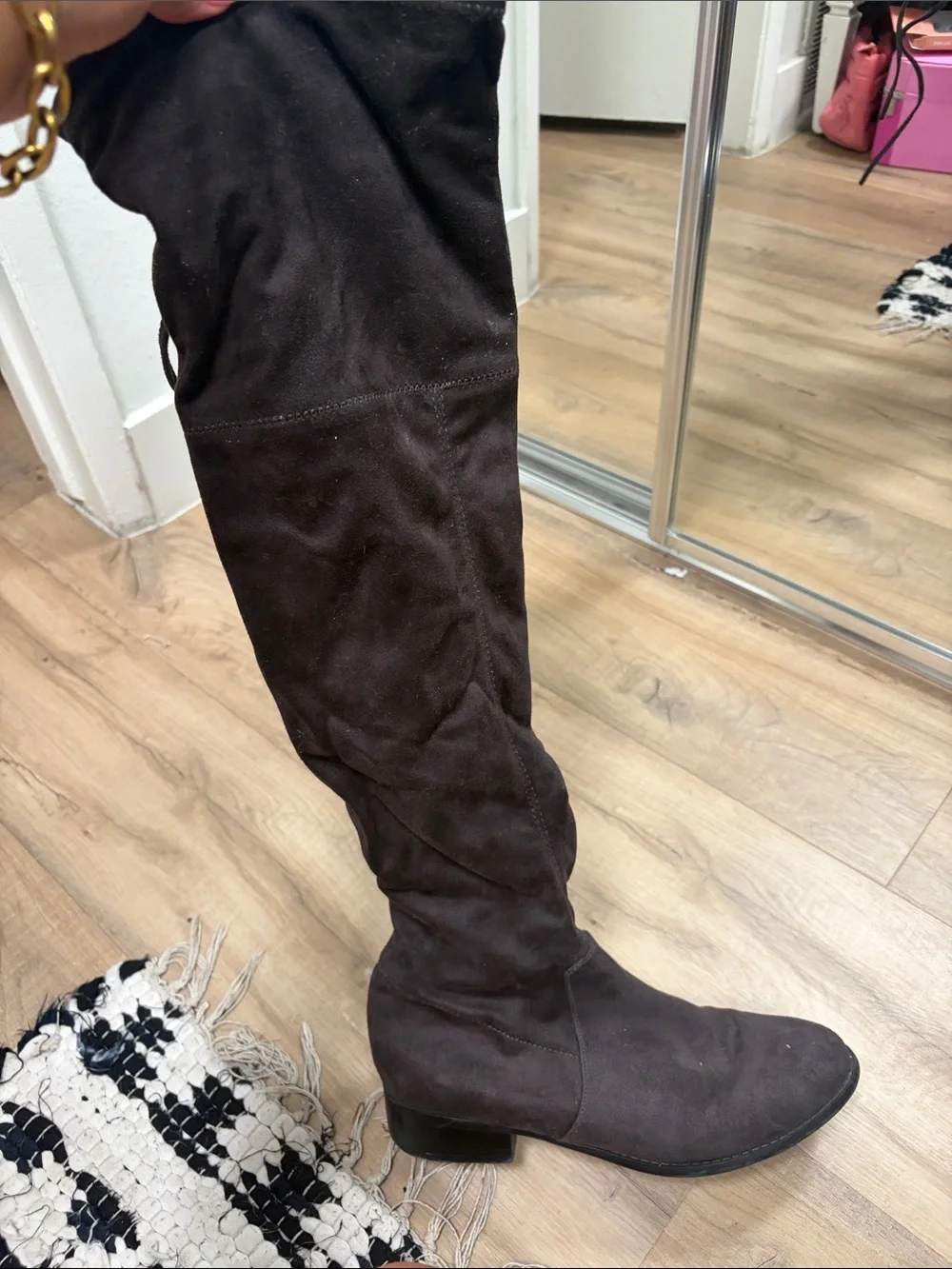 Women’s Over-the-Knee Flat Suede Boots - Dark Brown